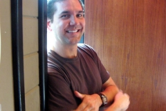 Jared Sparr lounging in doorway
